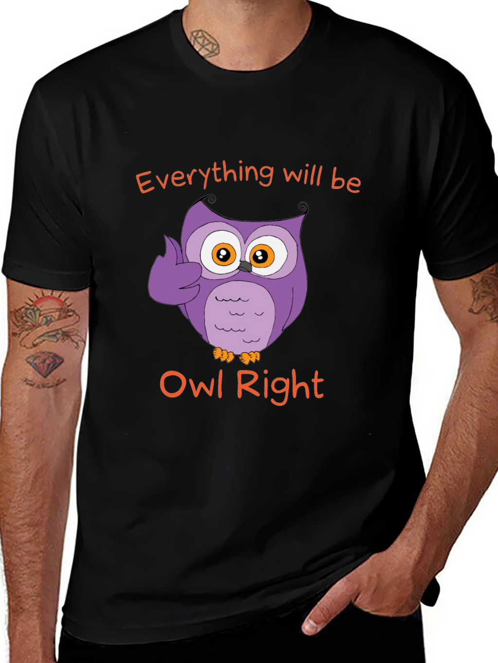 Everything Will Be Owl Right - Novelty T-Shirt
