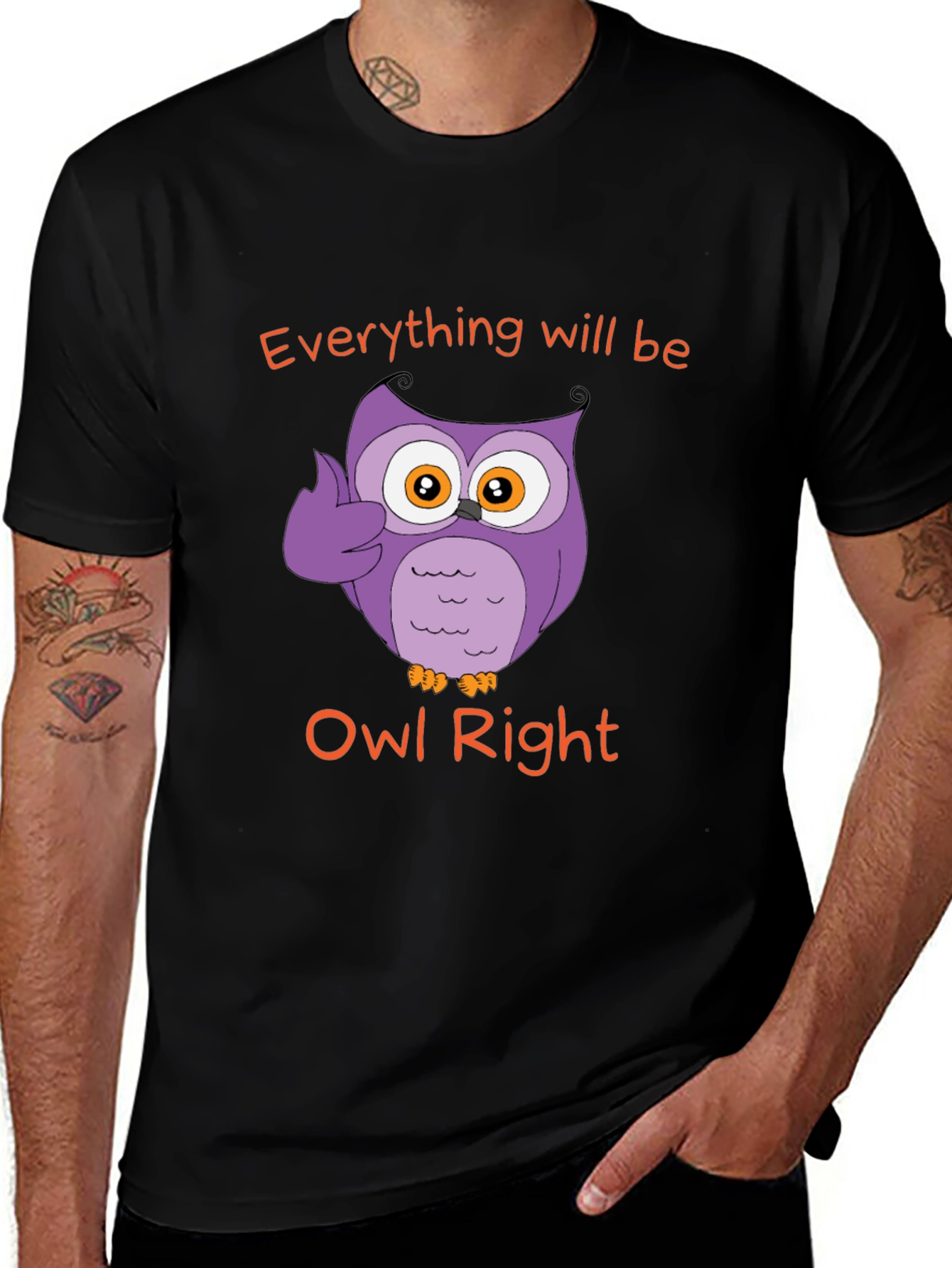 Everything Will Be Owl Right - Novelty T-Shirt
