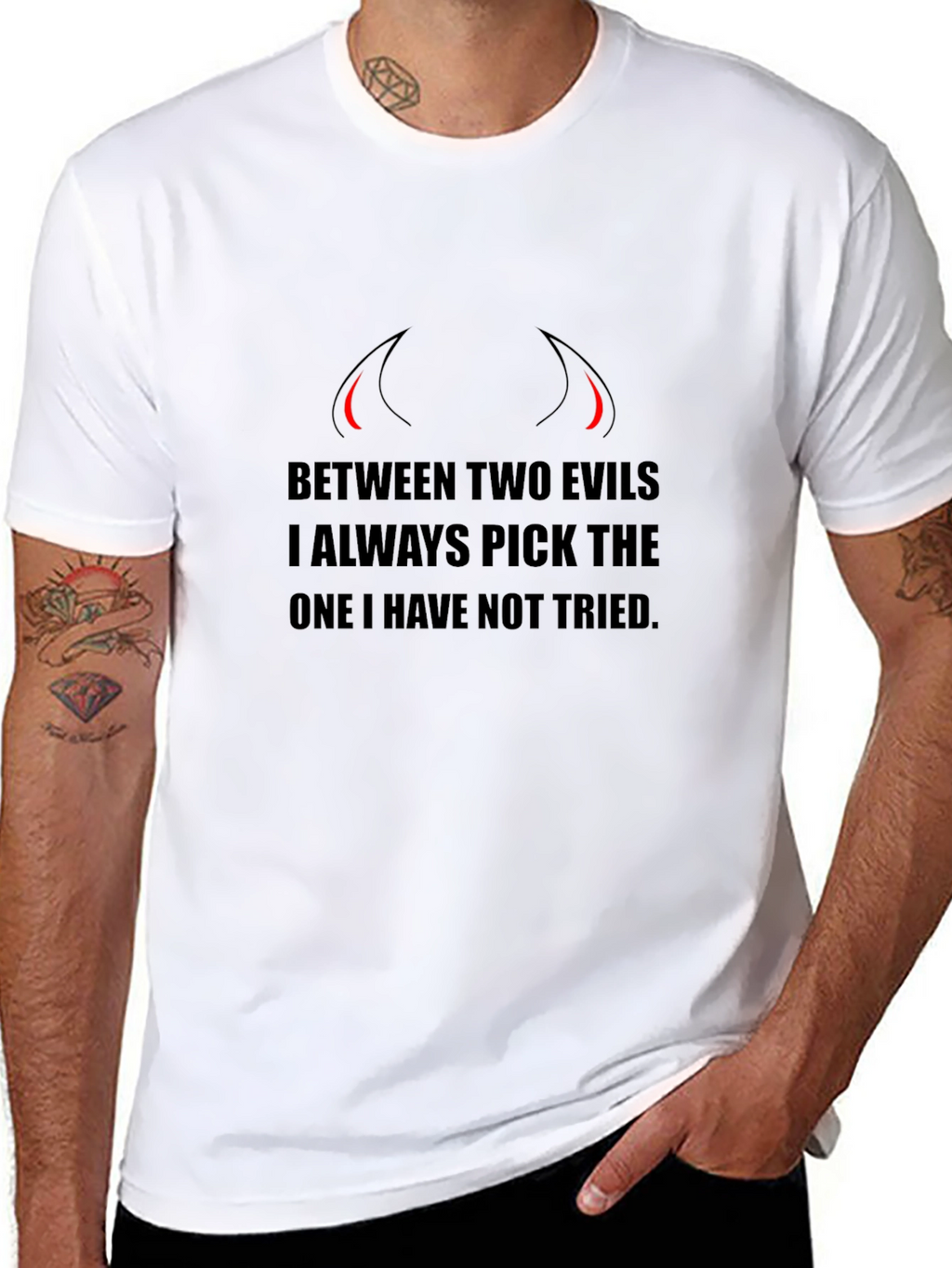 Edgy Between Two Evils Graphic T-Shirt
