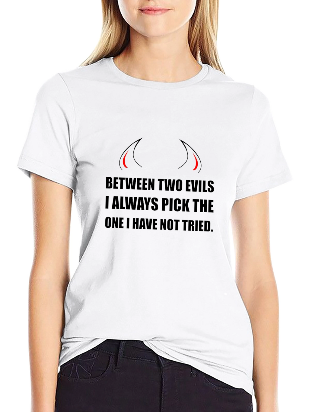 Edgy Between Two Evils Graphic T-Shirt