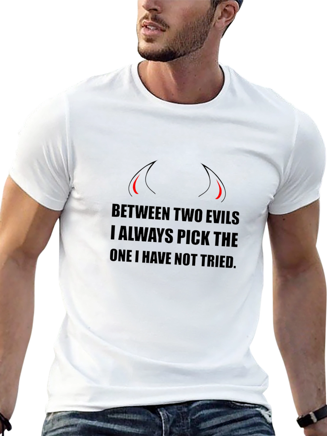 Edgy Between Two Evils Graphic T-Shirt