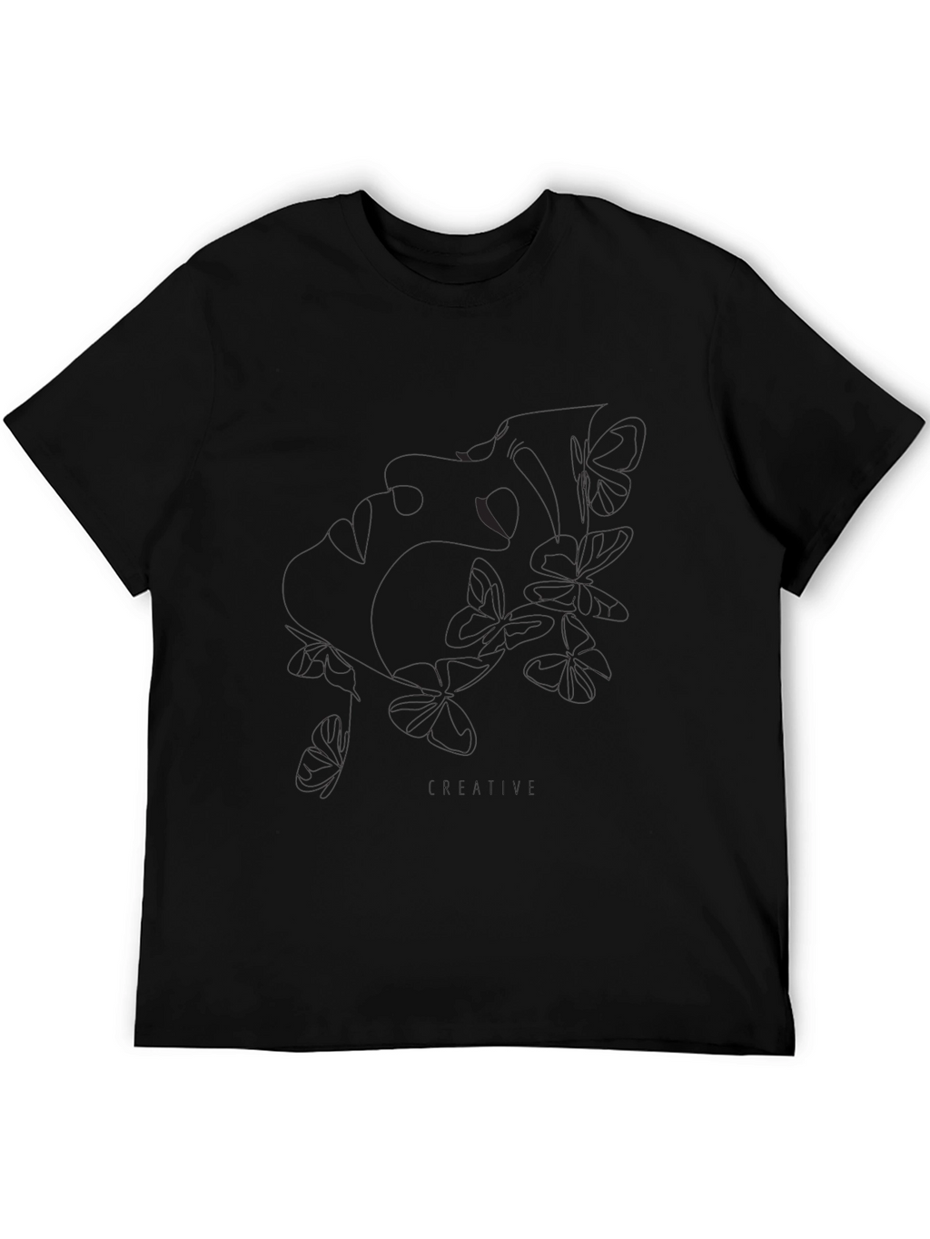 Mens Solid Black Crew Neck T-Shirt Casual Wear