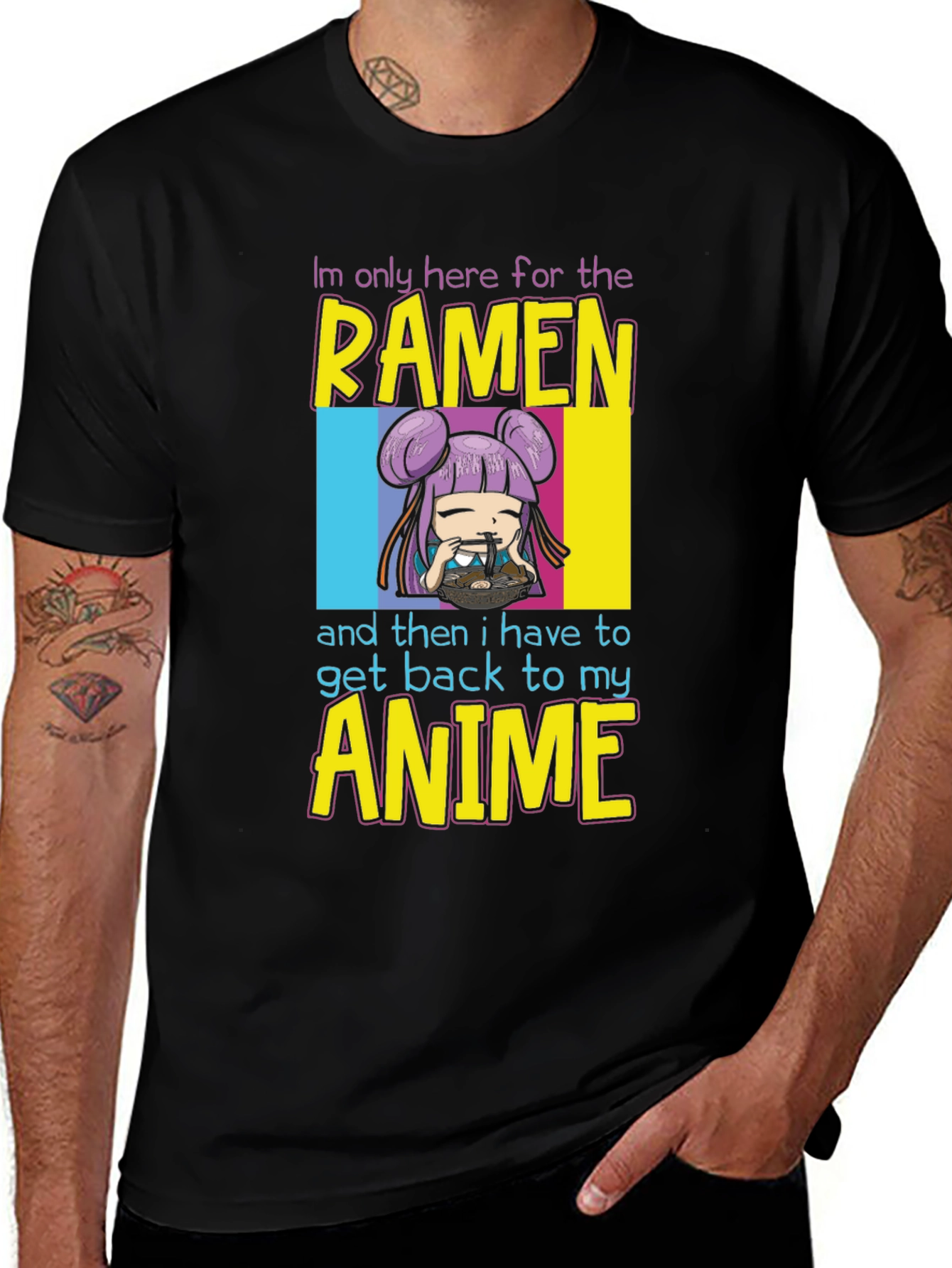 Ramen & Anime Graphic Tee - Black
