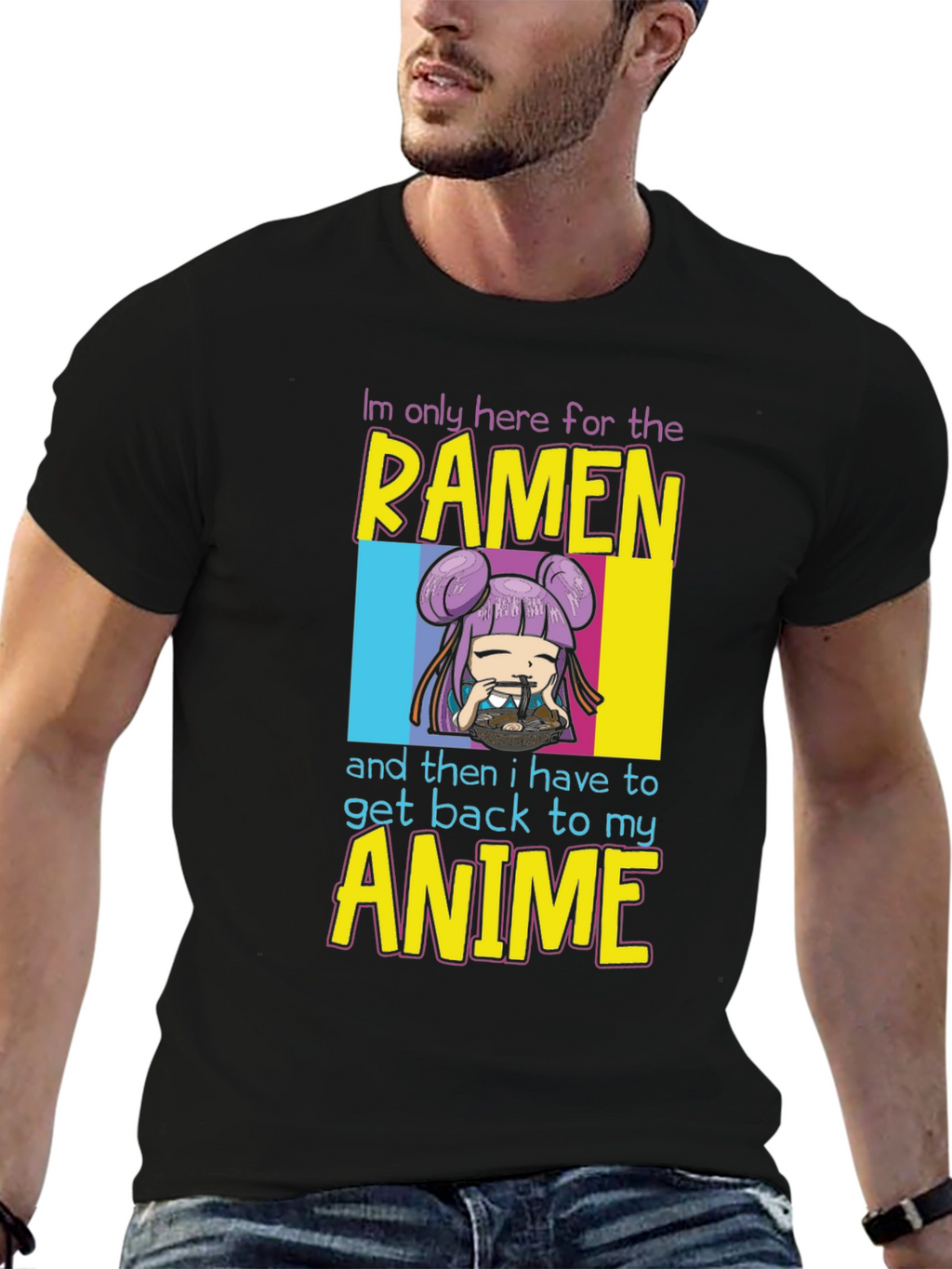 Ramen & Anime Graphic Tee - Black