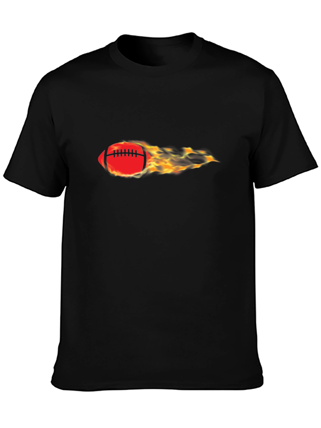 Flaming Football Graphic Tee - Black Cotton Comfort