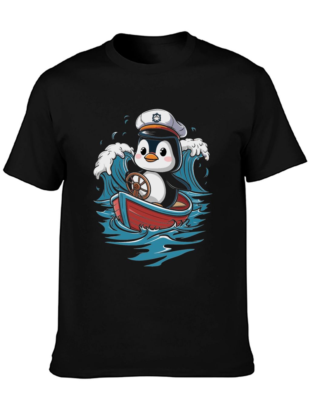 Cute Penguin Sailor T-Shirt - Nautical Cartoon Tee