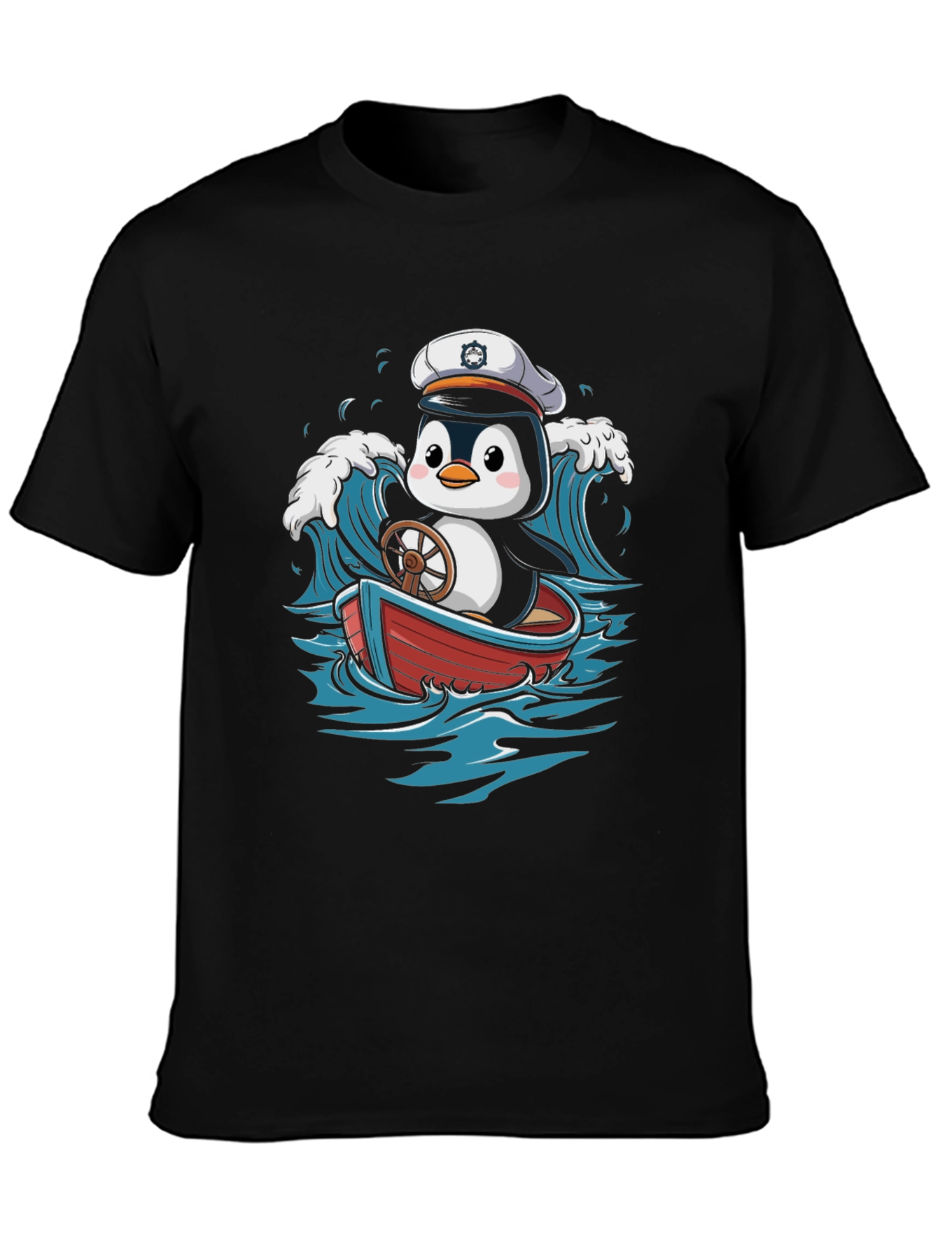 Cute Penguin Sailor T-Shirt - Nautical Cartoon Tee