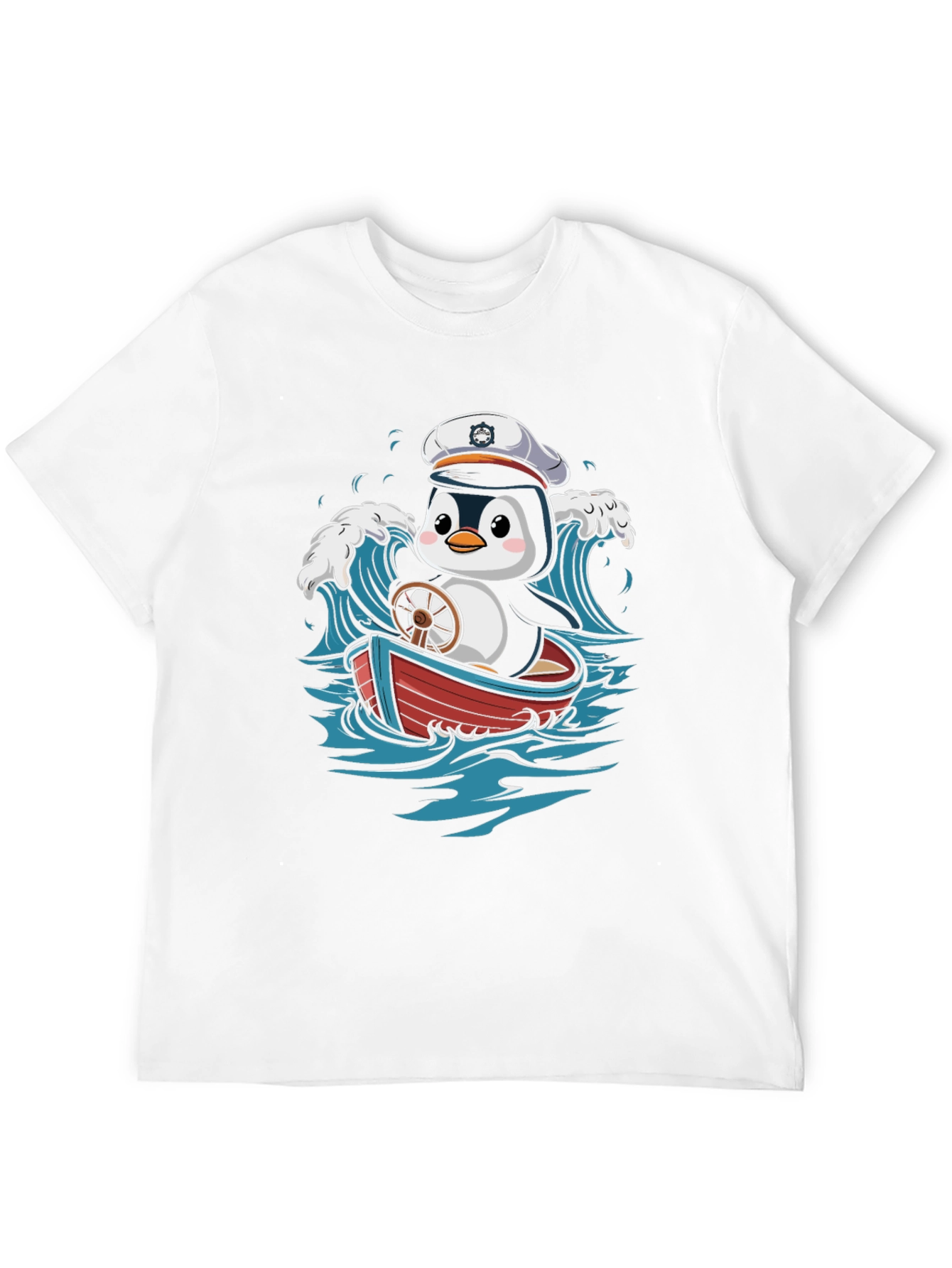 Cute Penguin Sailor T-Shirt - Nautical Cartoon Tee