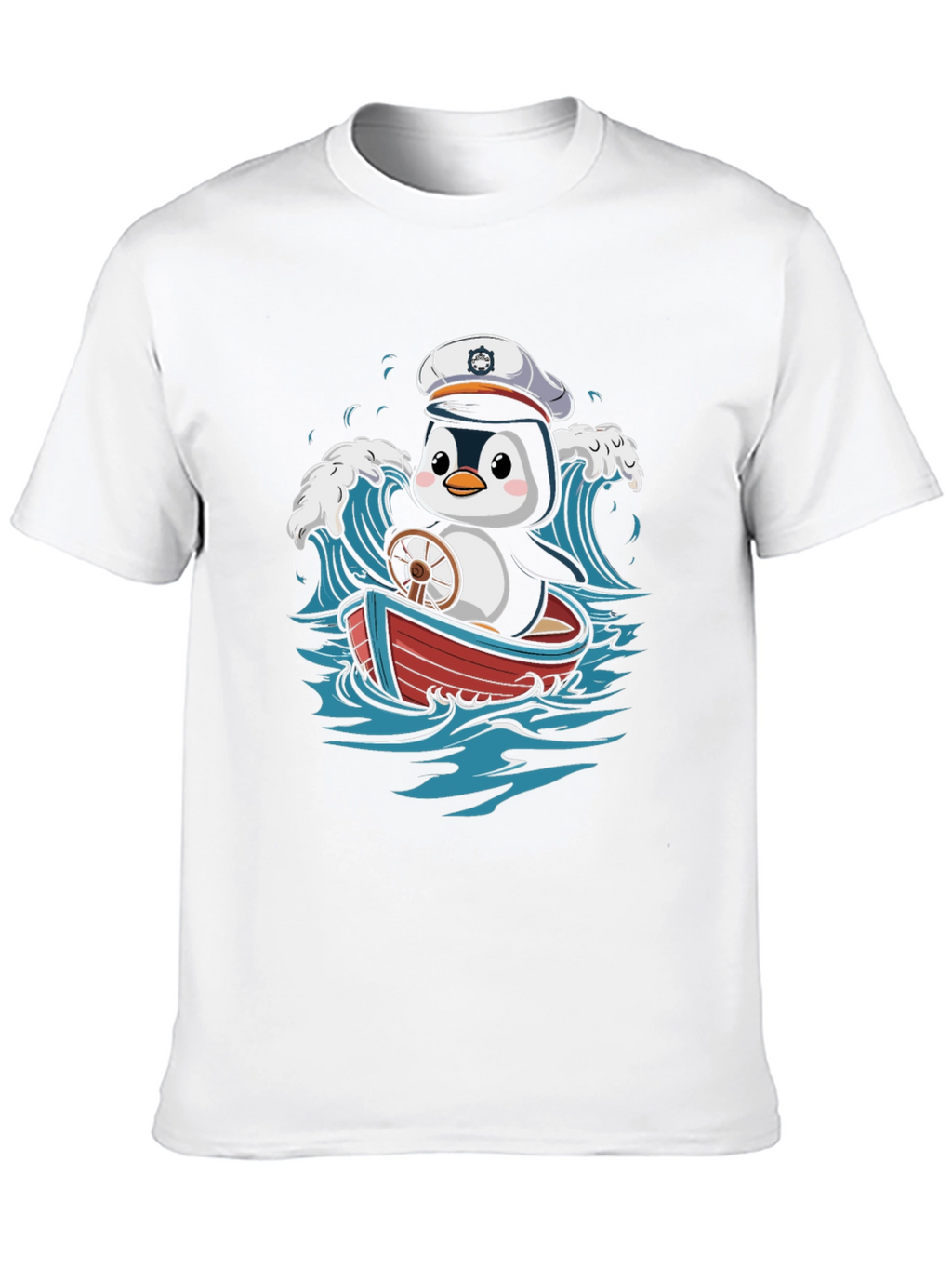 Cute Penguin Sailor T-Shirt - Nautical Cartoon Tee