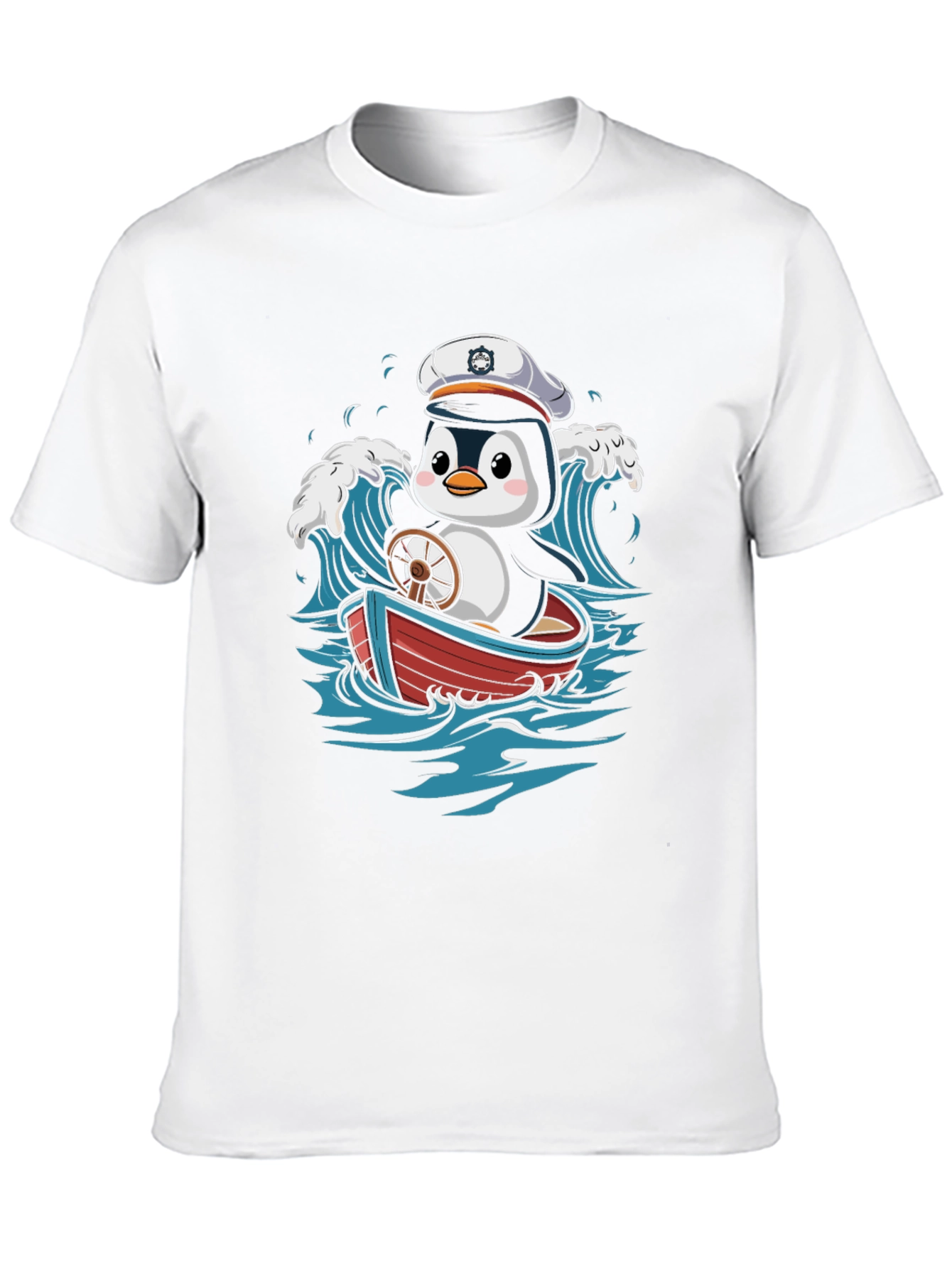 Cute Penguin Sailor T-Shirt - Nautical Cartoon Tee