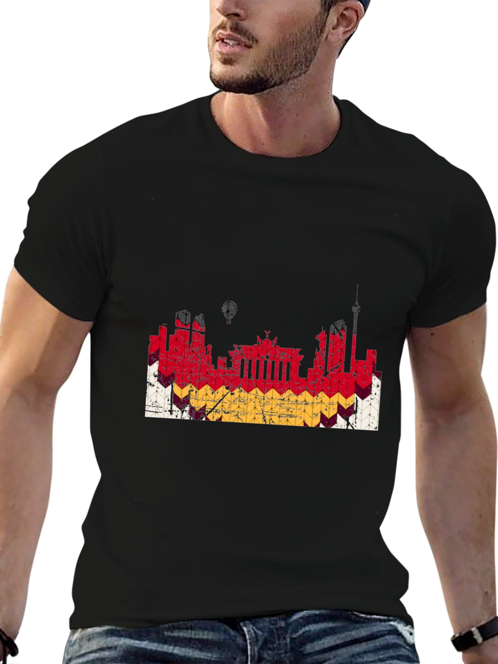Berlin Skyline German Flag Graphic T-Shirt