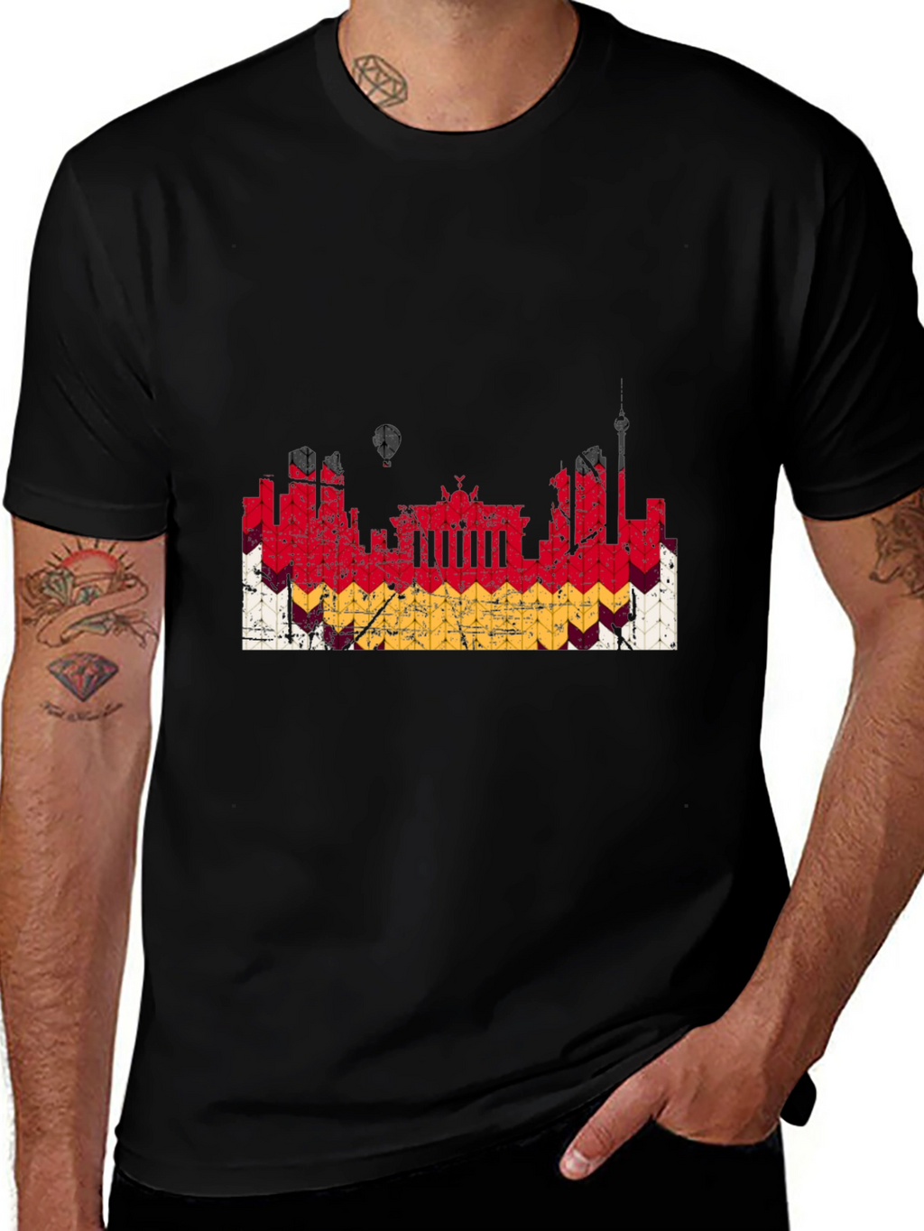 Berlin Skyline German Flag Graphic T-Shirt