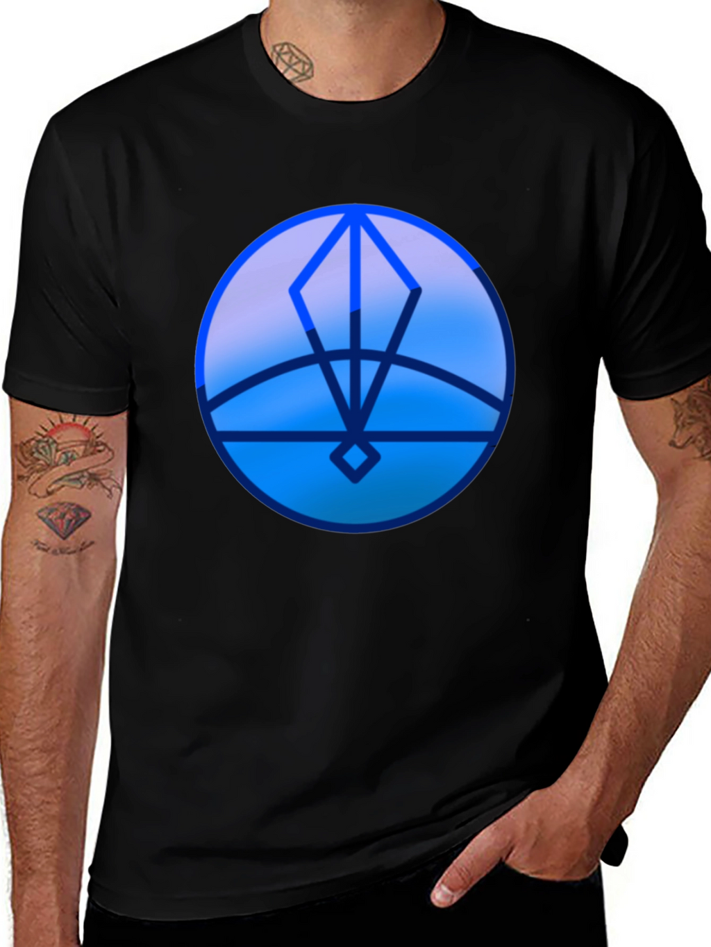 Geometric Blue Graphic Print T-Shirt
