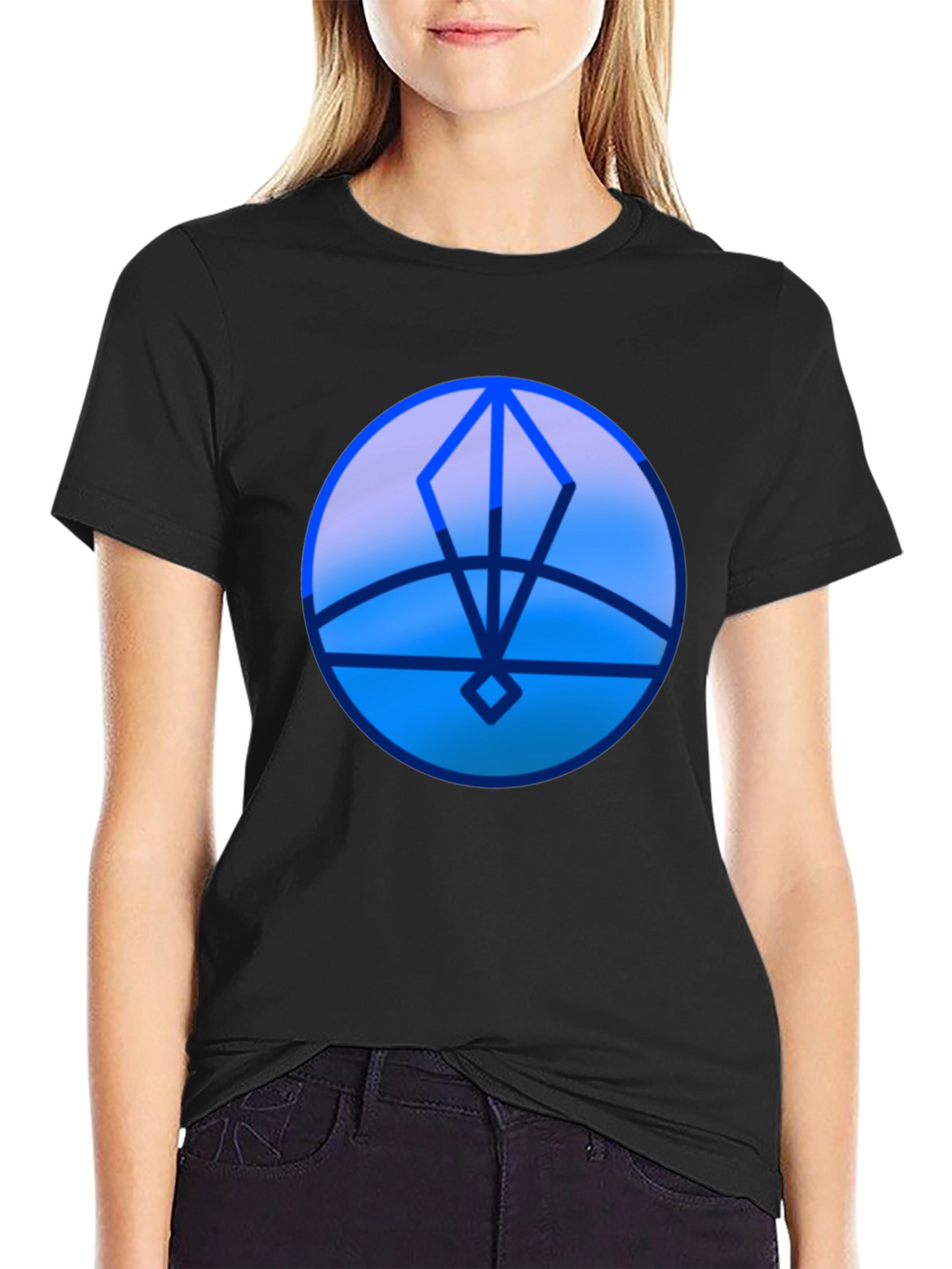 Geometric Blue Graphic Print T-Shirt