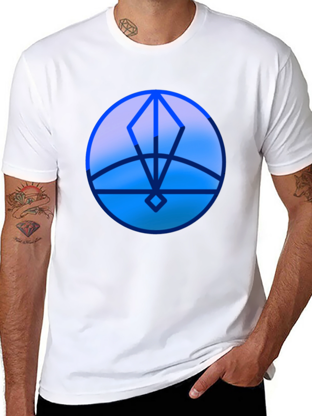Geometric Blue Graphic Print T-Shirt