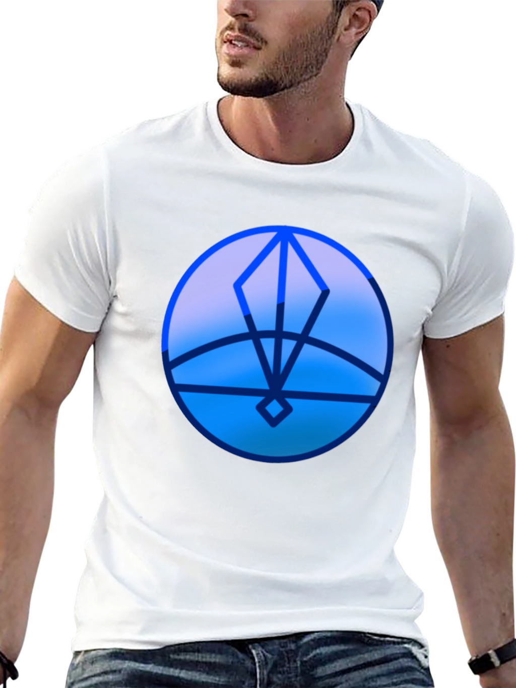 Geometric Blue Graphic Print T-Shirt