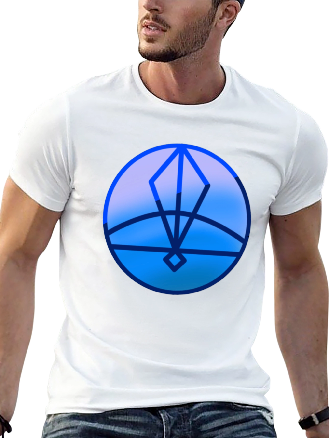 Geometric Blue Graphic Print T-Shirt