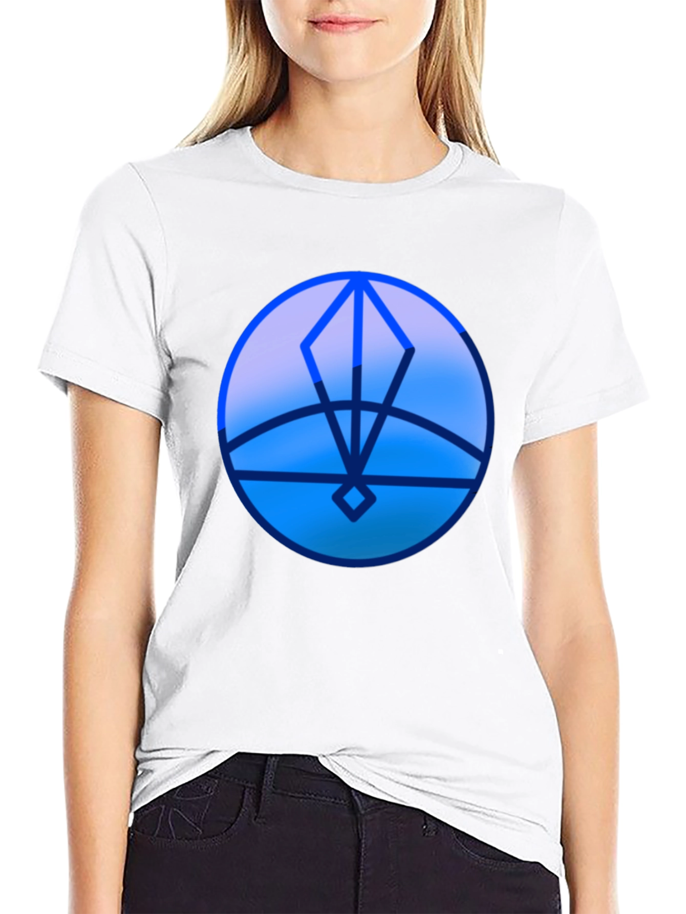 Geometric Blue Graphic Print T-Shirt