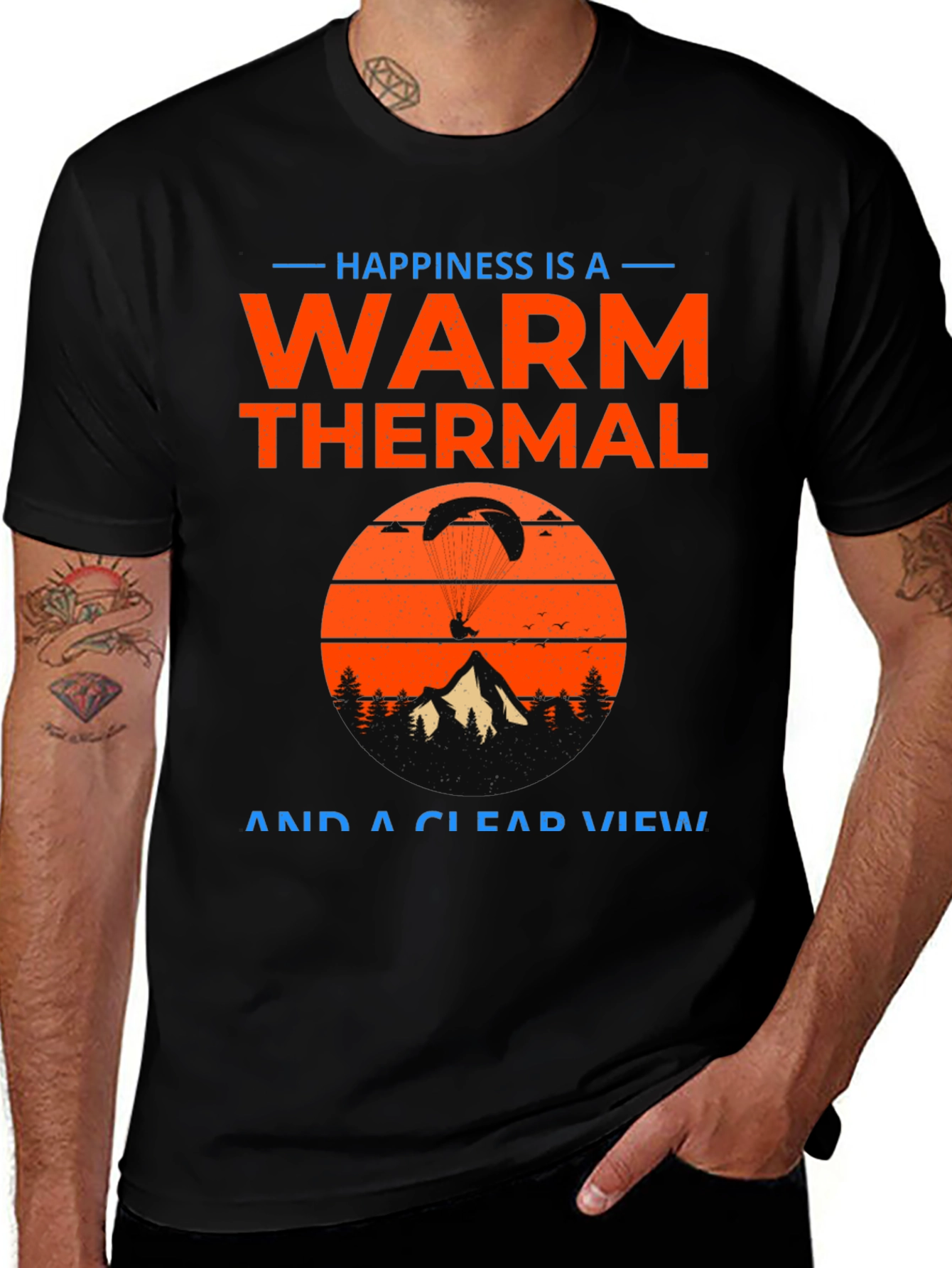 Warm Thermal and Clear View Paragliding Graphic T-Shirt