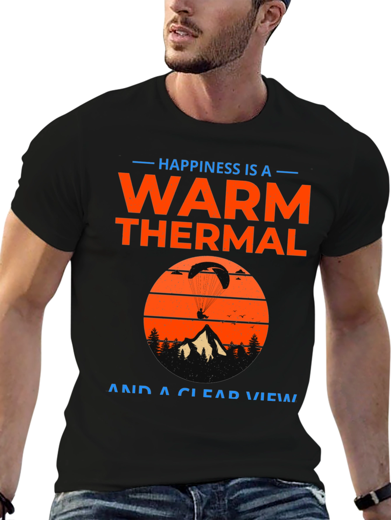 Warm Thermal and Clear View Paragliding Graphic T-Shirt