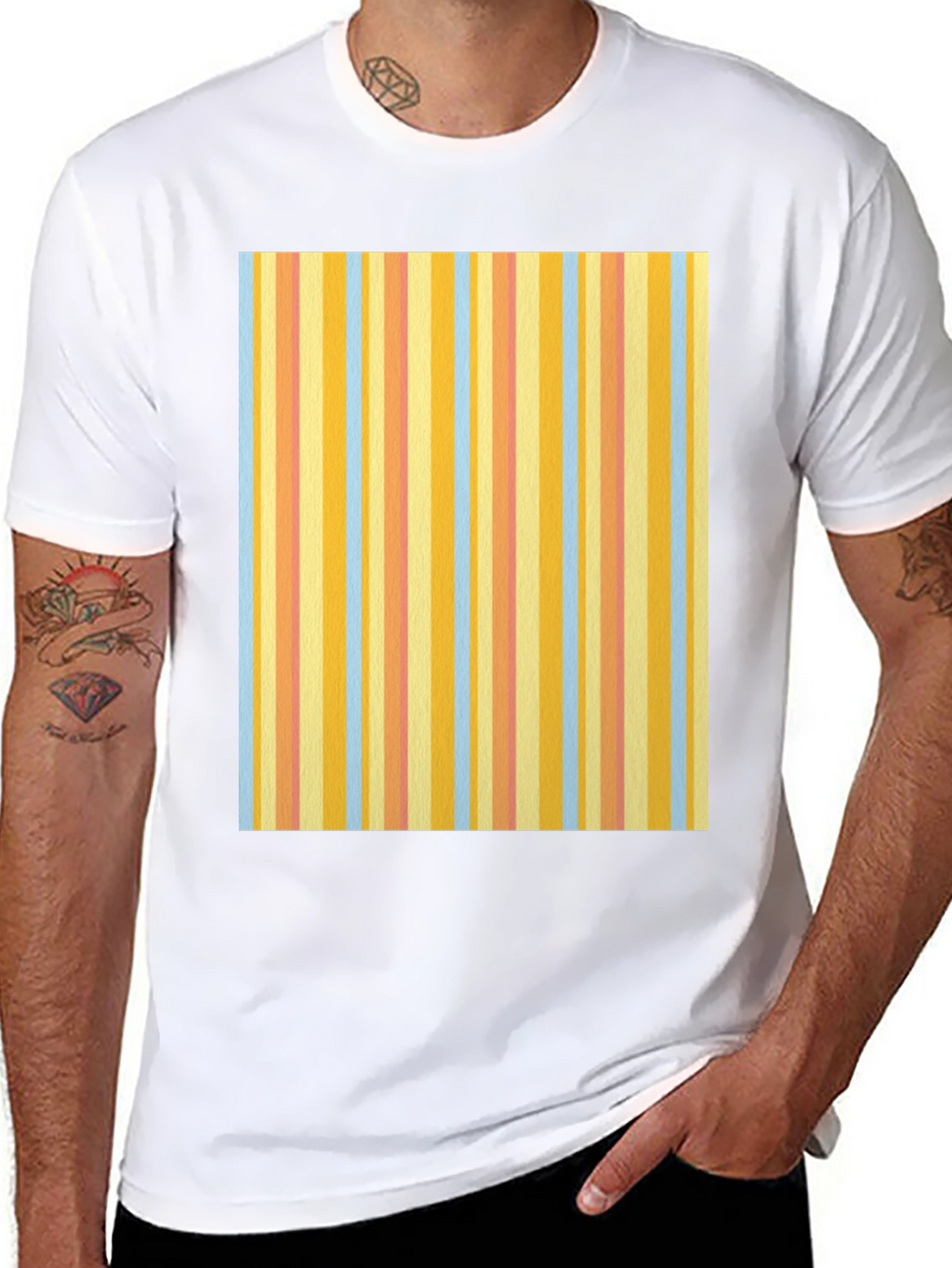 Striped Pattern T-Shirt - Casual Cotton Tee