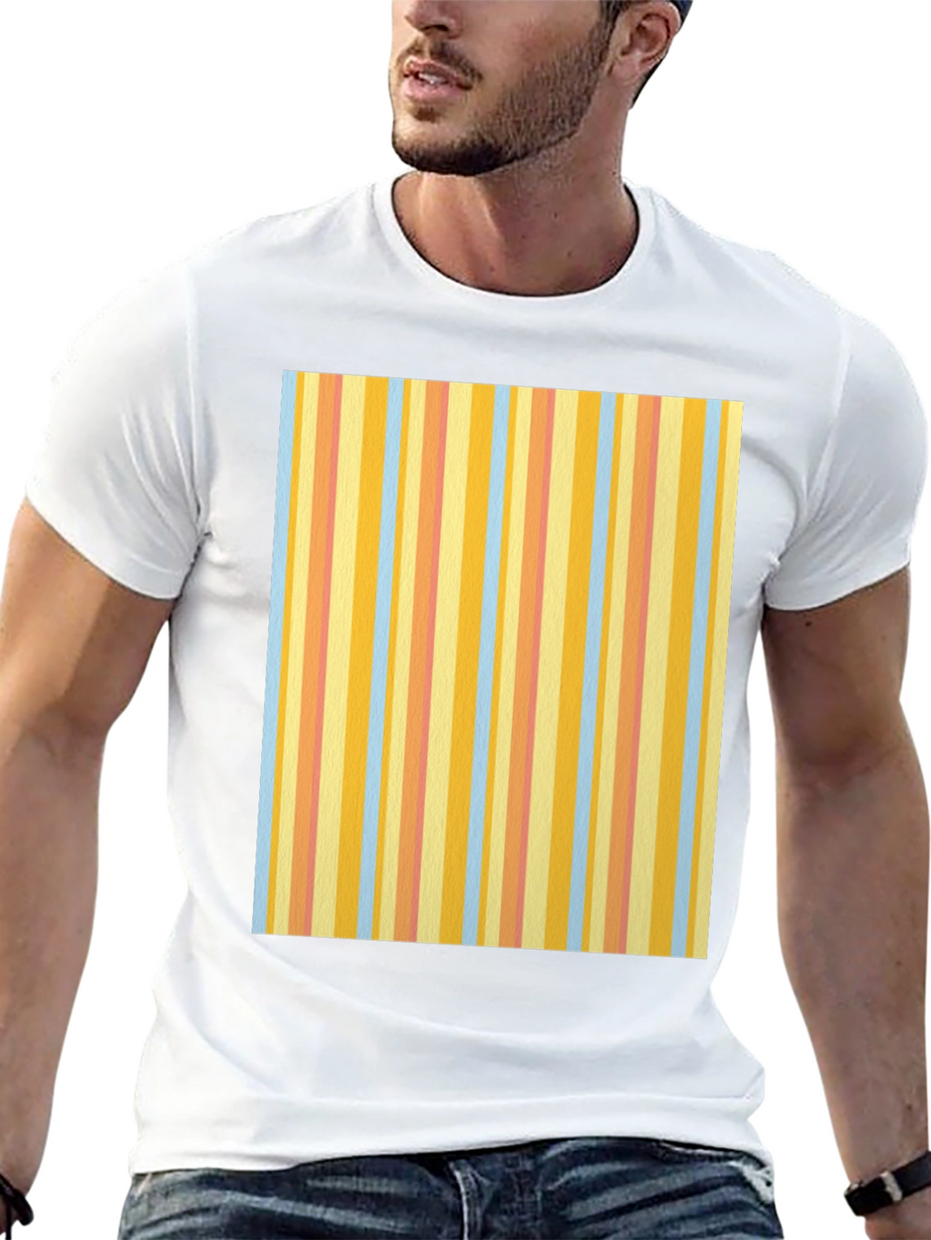 Striped Pattern T-Shirt - Casual Cotton Tee