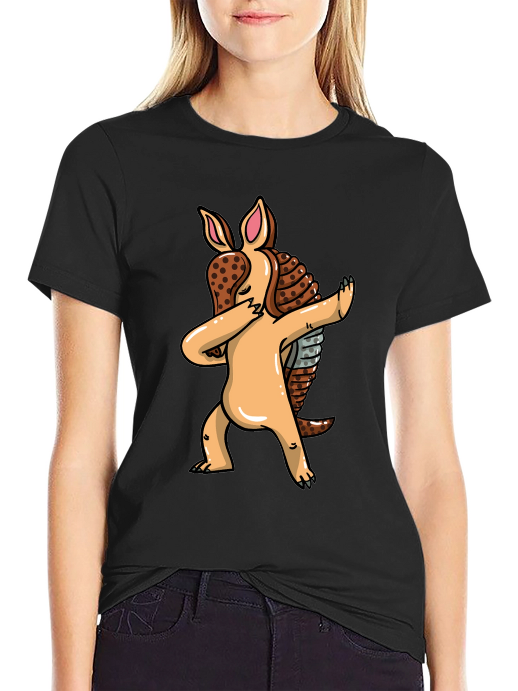 Dabbing Armadillo Graphic Tee - Black T-Shirt