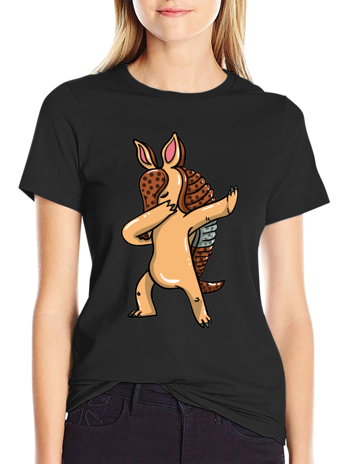 Dabbing Armadillo Graphic Tee - Black T-Shirt