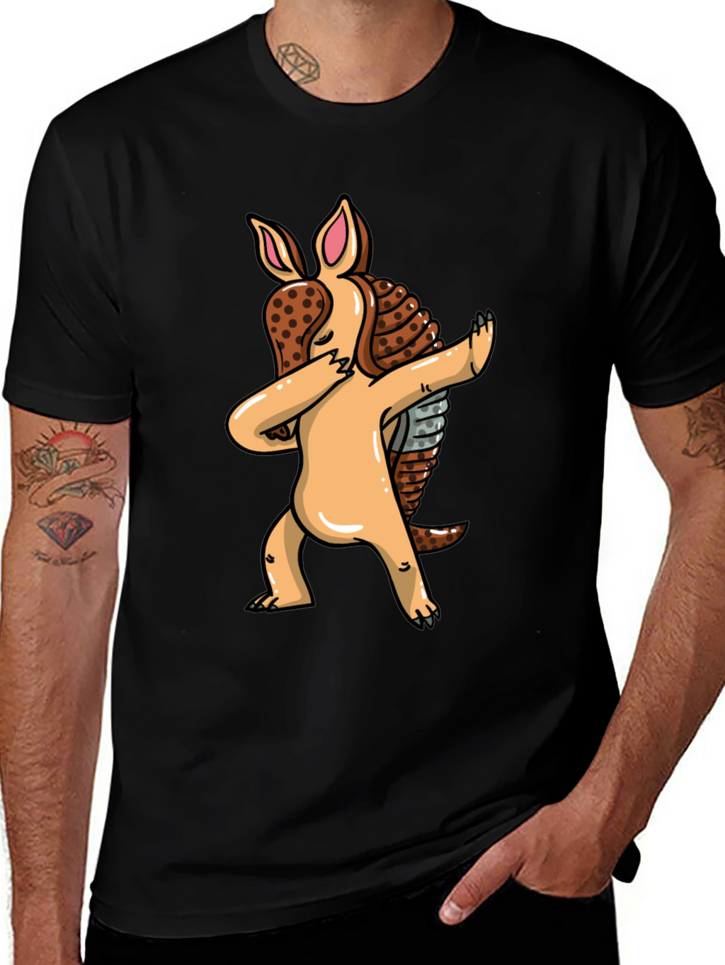 Dabbing Armadillo Graphic Tee - Black T-Shirt
