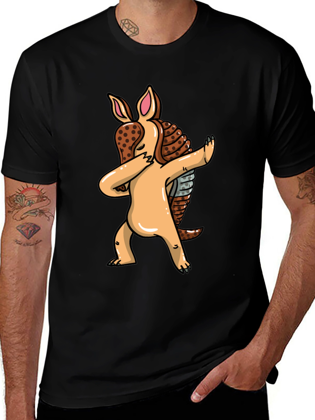 Dabbing Armadillo Graphic Tee - Black T-Shirt
