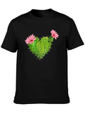 Cactus Heart Flower Graphic T-Shirt