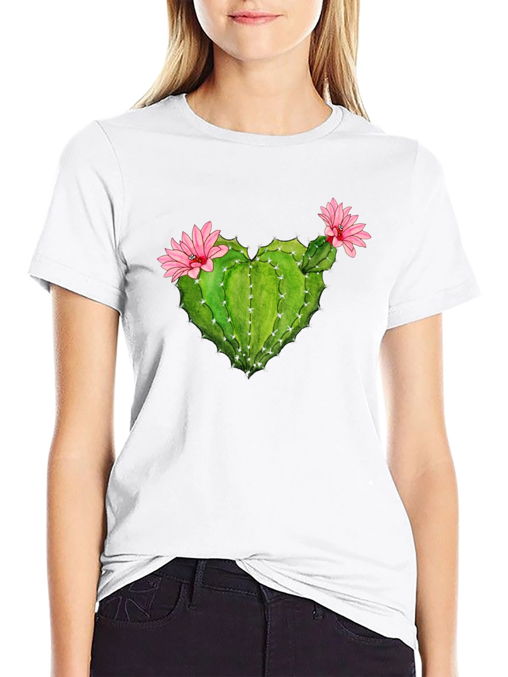 Cactus Heart Flower Graphic T-Shirt