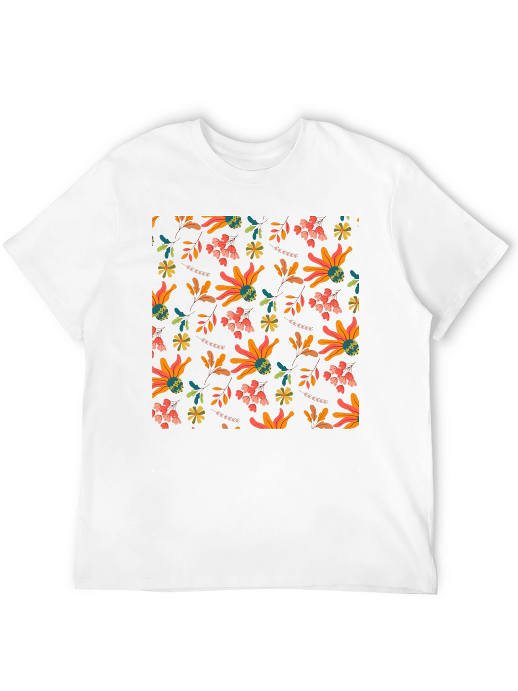 Floral Patterned Black T-Shirt
