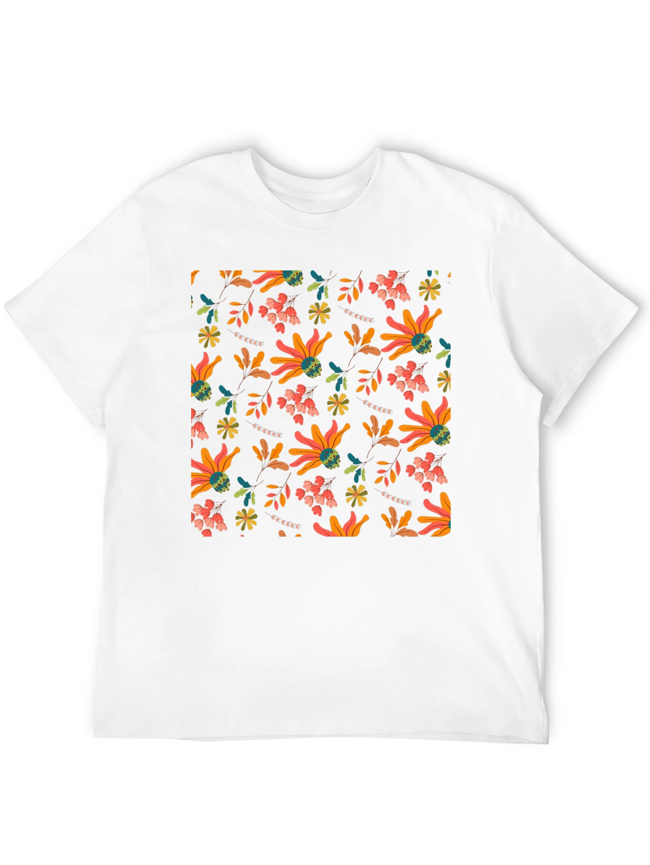 Floral Patterned Black T-Shirt