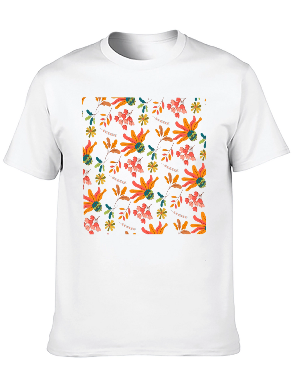 Floral Patterned Black T-Shirt