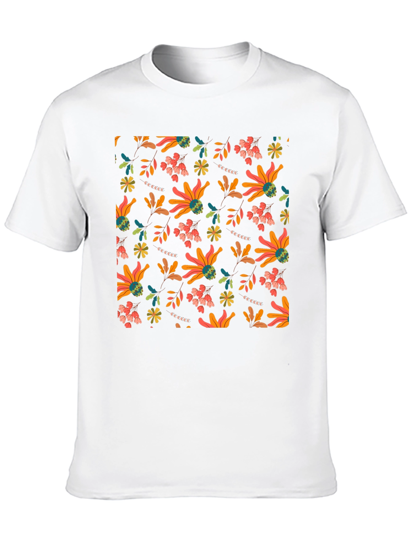 Floral Patterned Black T-Shirt