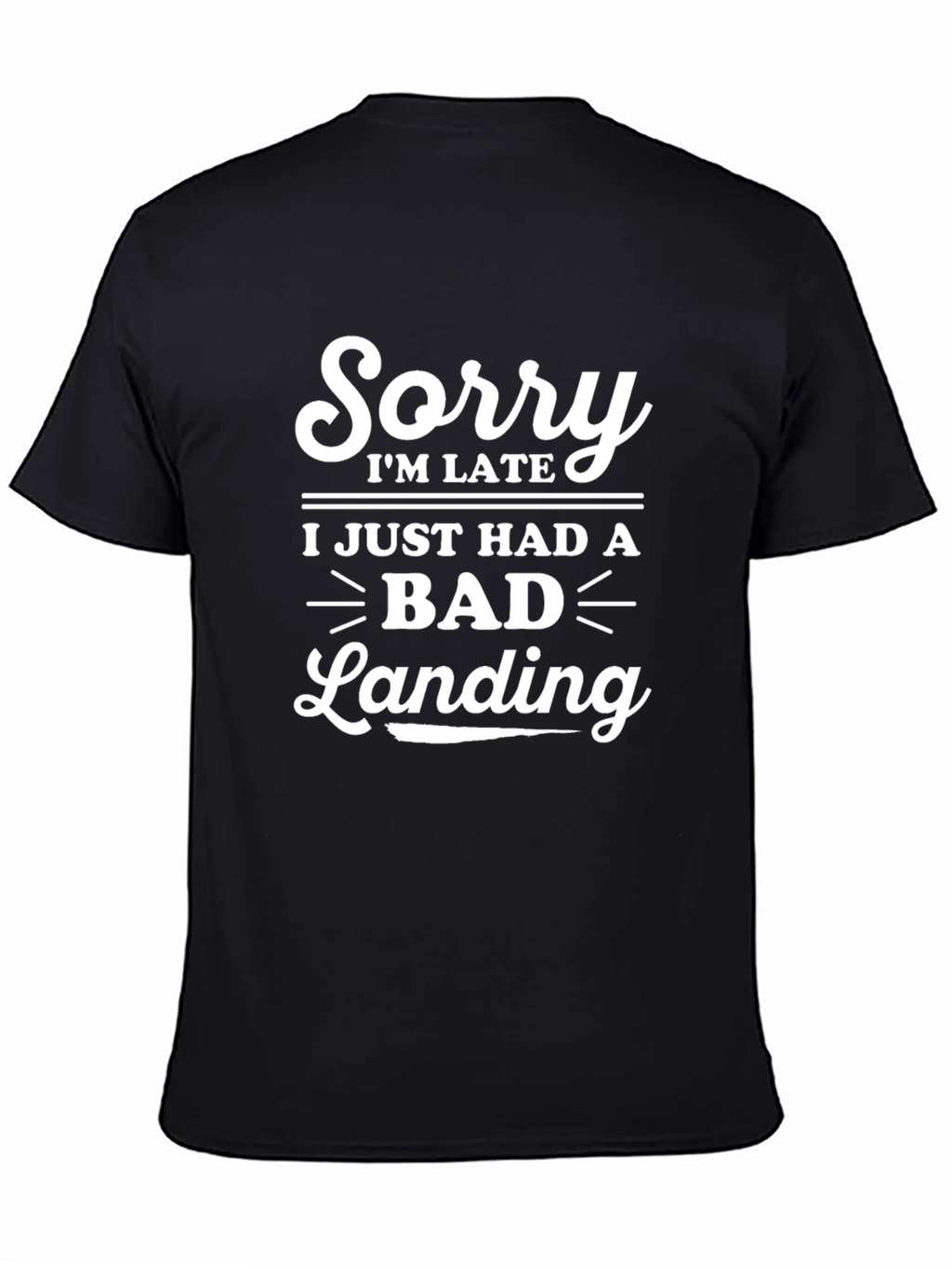 Funny Bad Landing Graphic T-Shirt - Black