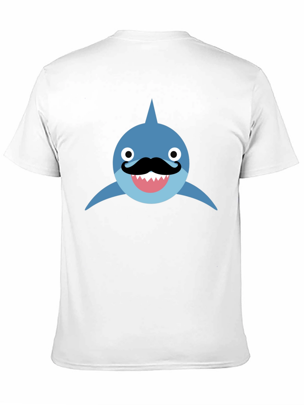Funny Shark with Mustache T-Shirt - Black Cotton Tee