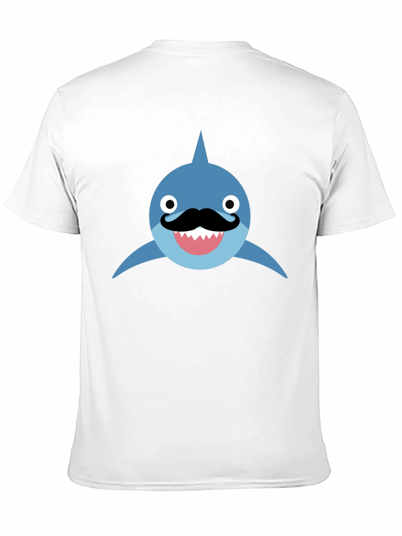 Funny Shark with Mustache T-Shirt - Black Cotton Tee