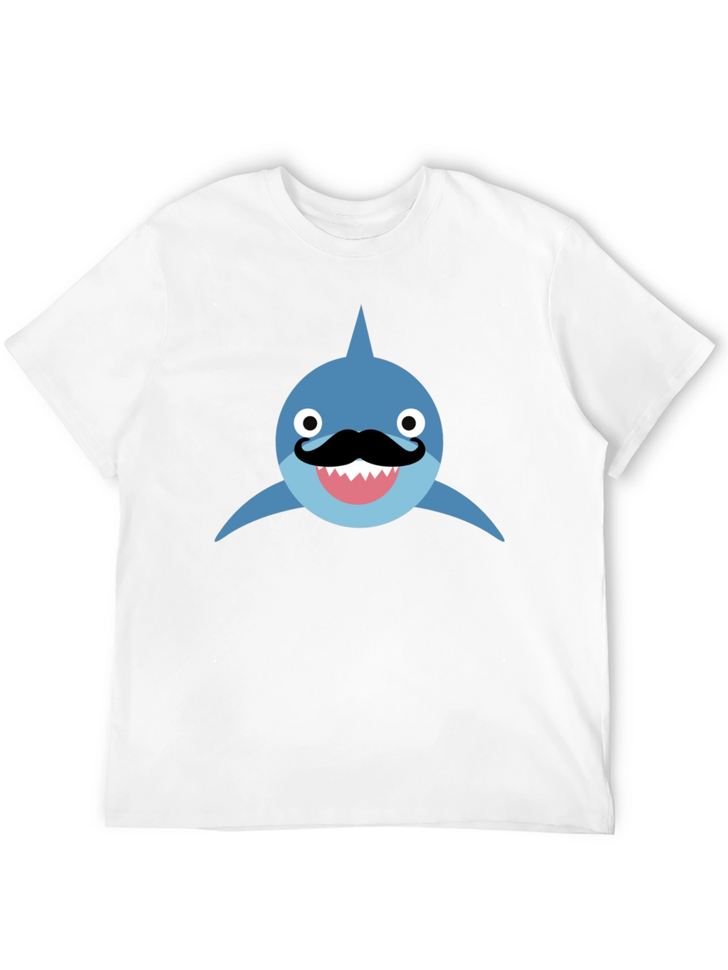 Funny Shark with Mustache T-Shirt - Black Cotton Tee