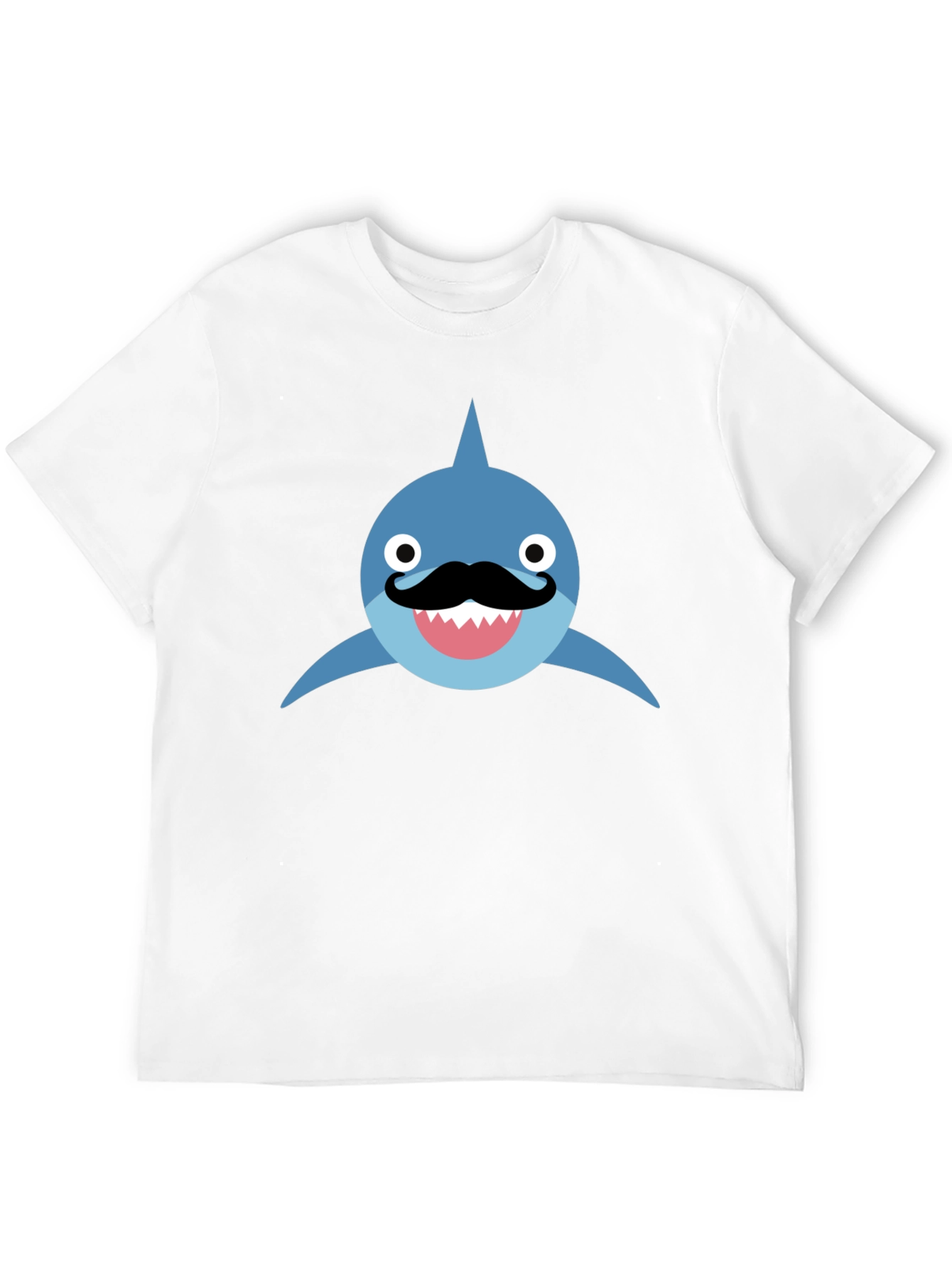 Funny Shark with Mustache T-Shirt - Black Cotton Tee