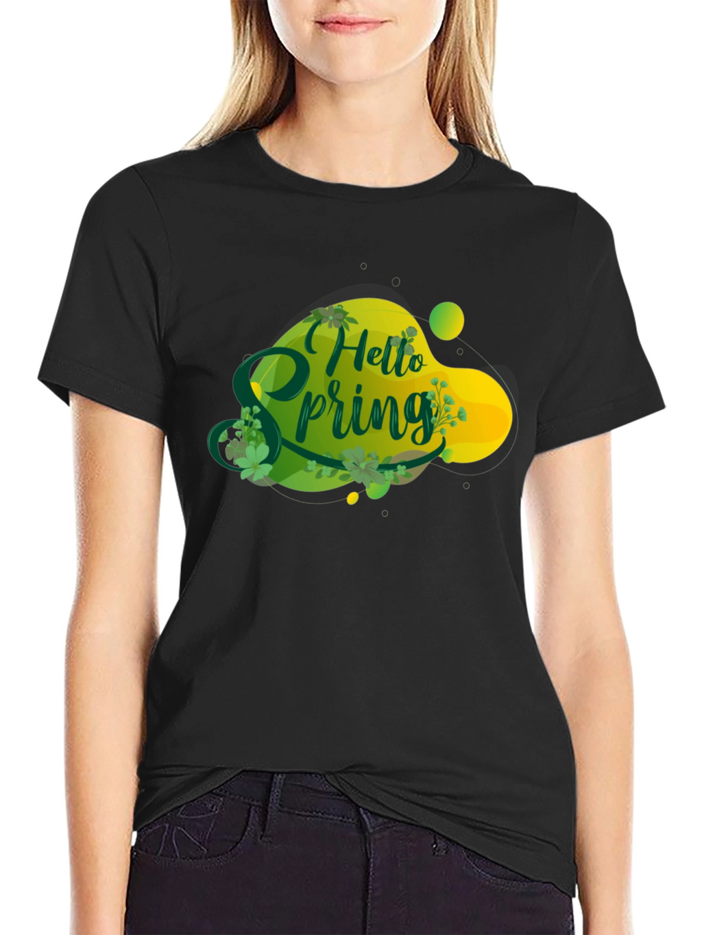 Hello Spring Graphic Tee - Black
