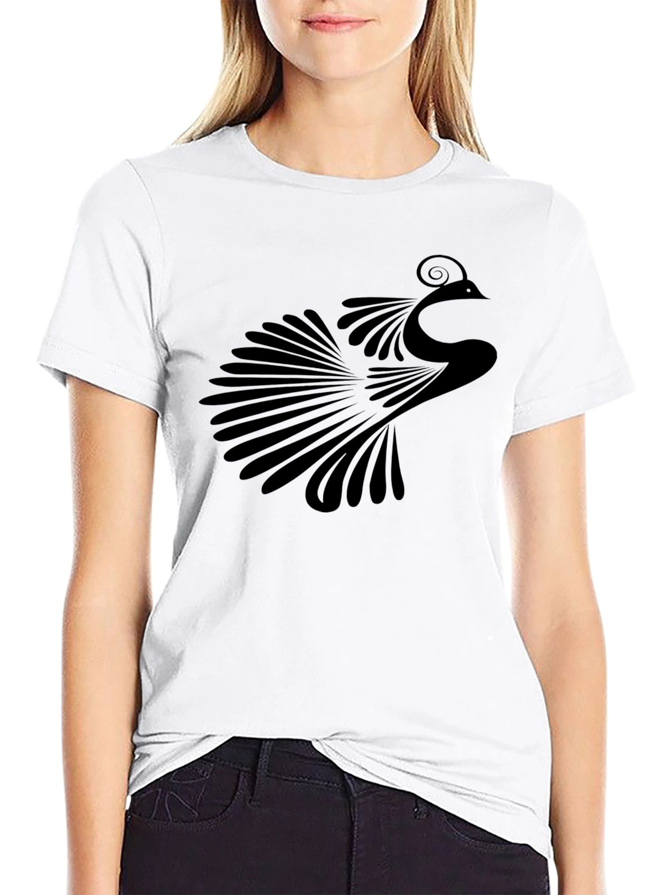 Black Peacock Graphic Tee - Stylish Mens T-Shirt