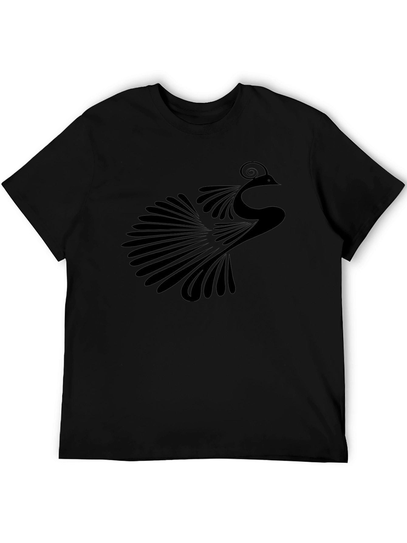 Black Peacock Graphic Tee - Stylish Mens T-Shirt