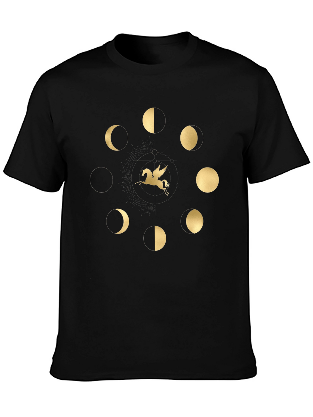 Pegasus & Moon Phases Black T-Shirt