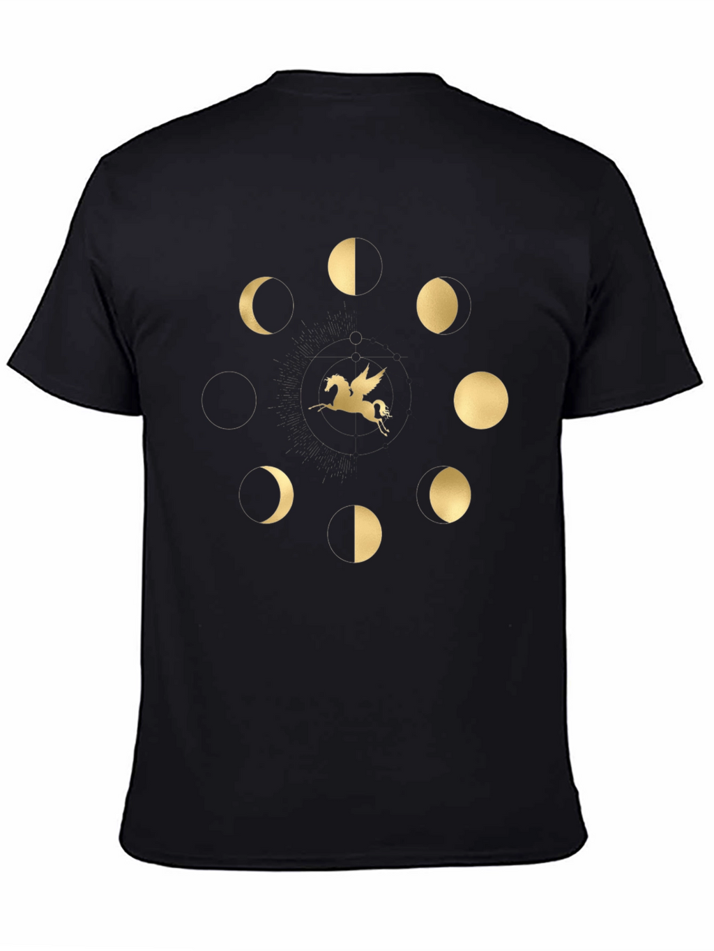 Pegasus & Moon Phases Black T-Shirt