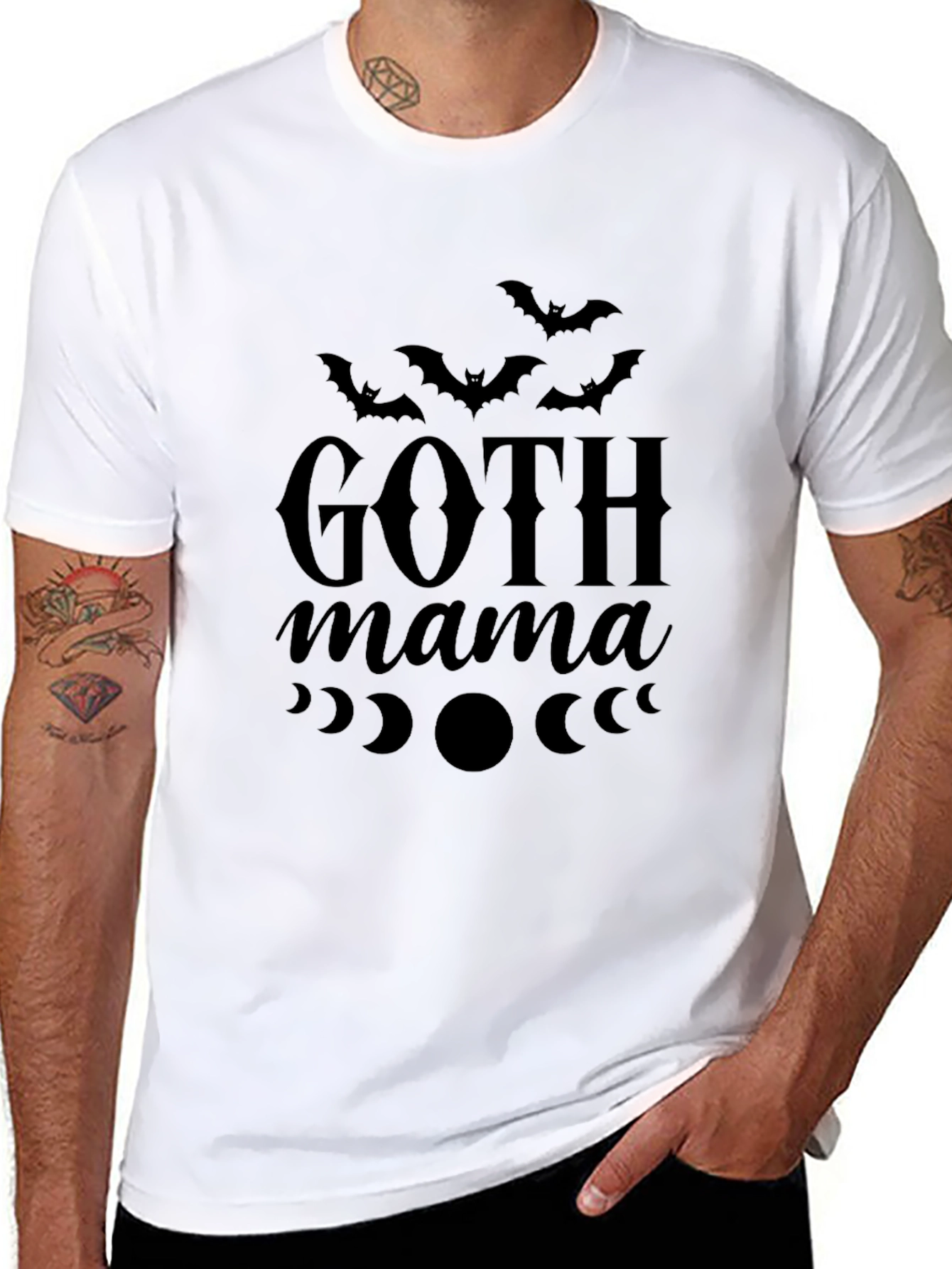 Goth Mama T-Shirt - Bat & Moon Design