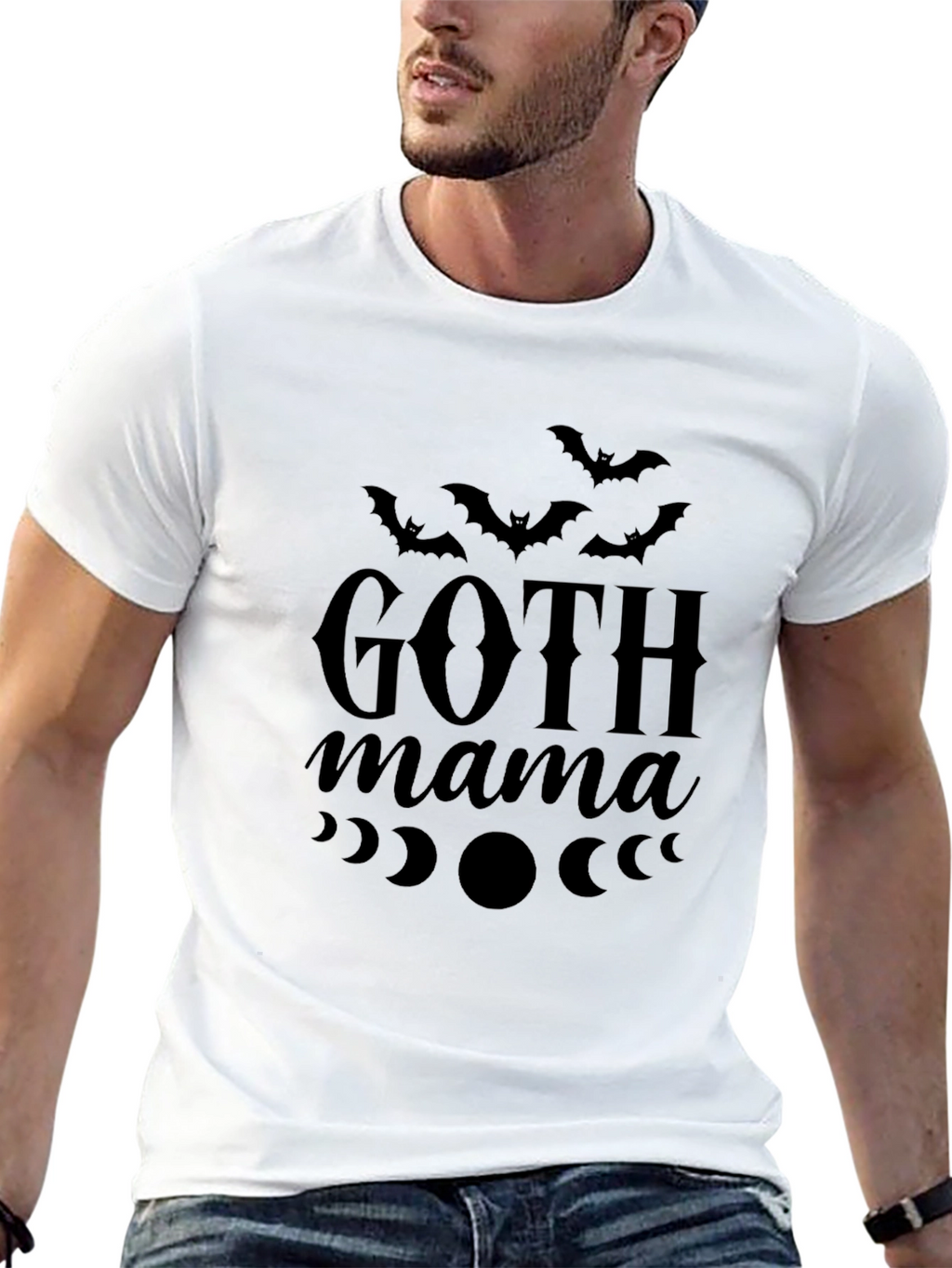 Goth Mama T-Shirt - Bat & Moon Design