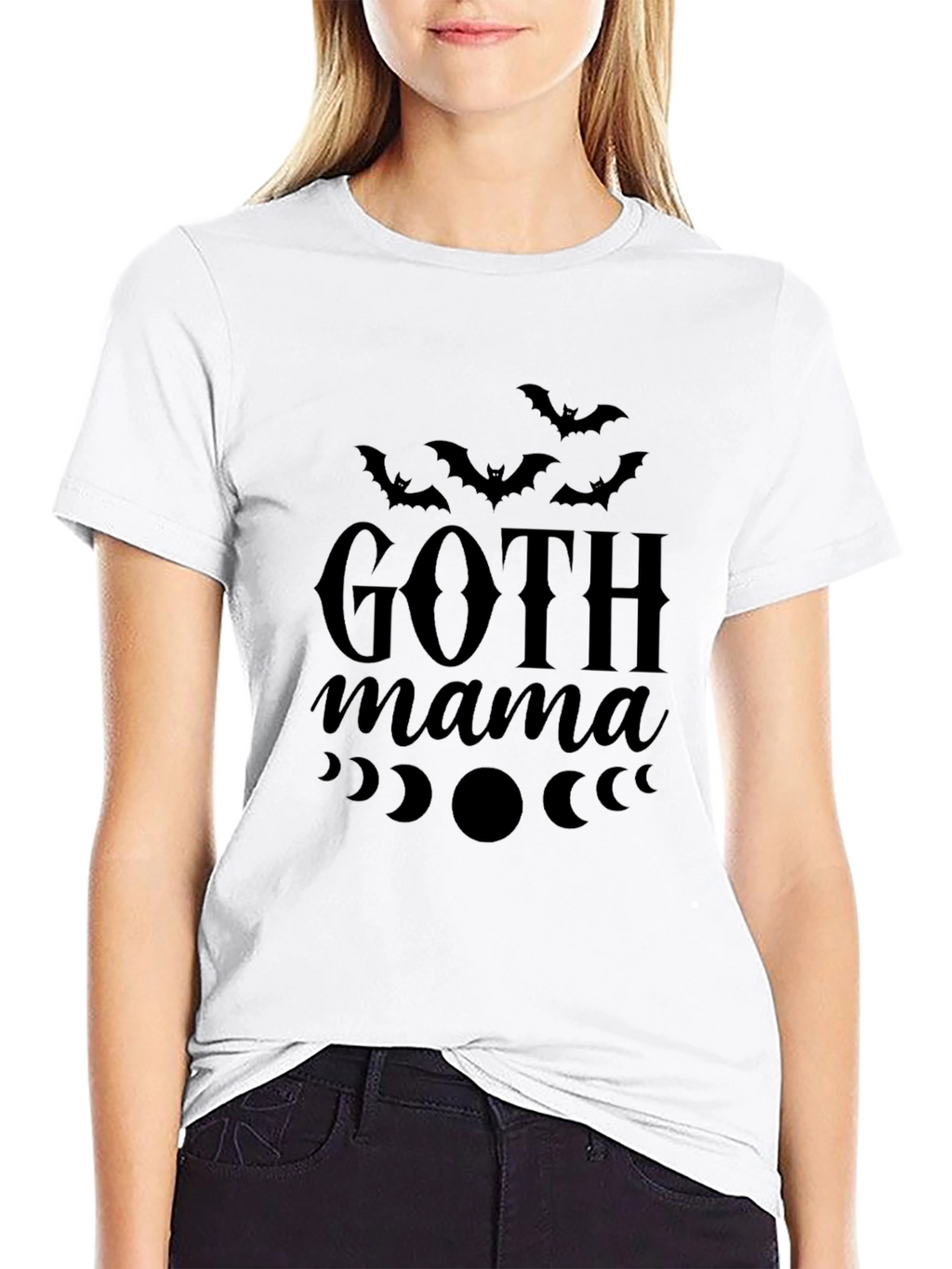 Goth Mama T-Shirt - Bat & Moon Design