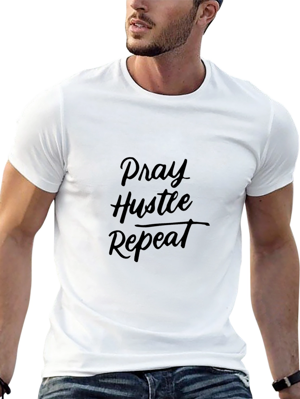 Pray Hustle Repeat Black T-Shirt